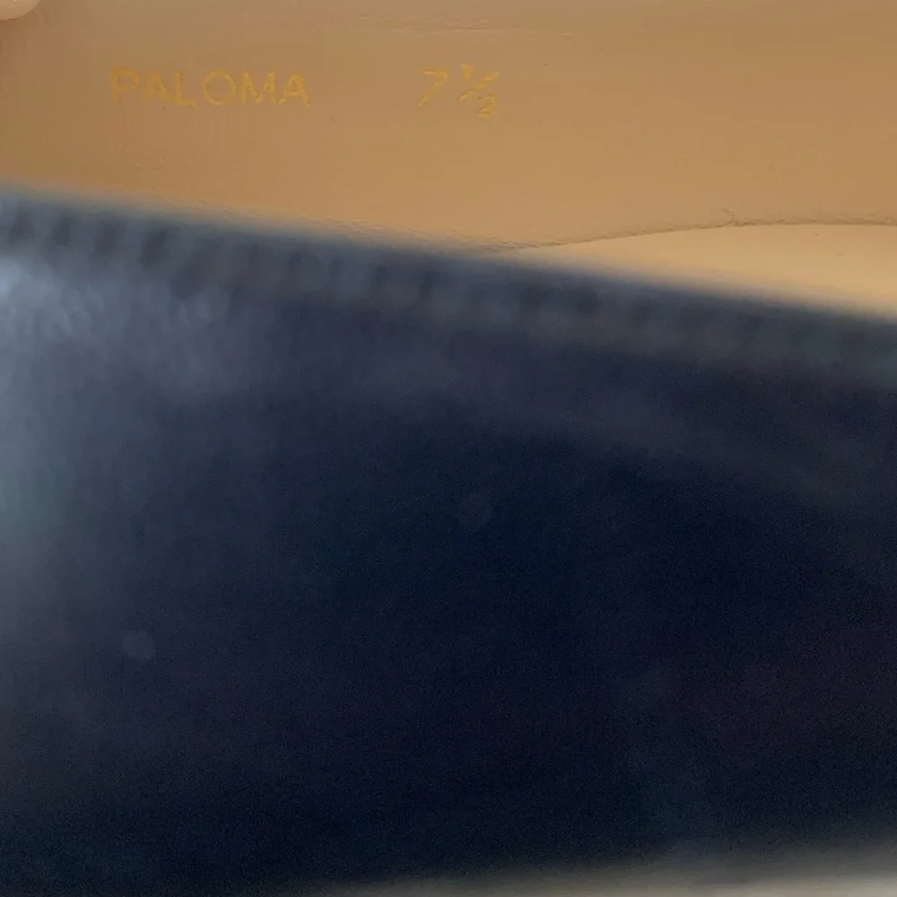 Ukies Women's Navy Blue Leather with Black Patent Leather Toe Paloma Heels